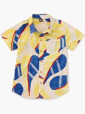 Tea Collection Leaf Print Short Sleeve Button-Down Shirt